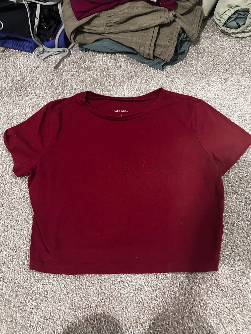Women’s Burgundy Crewneck Crop Top